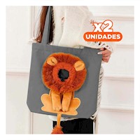 Pack2 Portaobjetos Portatil Leon Plomo con Compartimento Amplio para Ninos Y+Papel Regalo