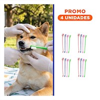 Pack4 Paquete de Cepillos Dentales para Mascotas Multicolor con Cerdas Suaves y Flexibles