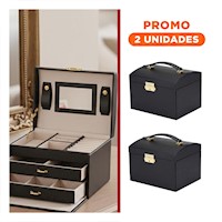Pack2 Joyero de 3 Niveles Negro para Decoracion de Hogar Femenino