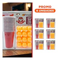 Pack6 Juego de Ping Pong con Vasos para Fiestas y Eventos