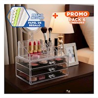 Pack6 Sistema Organizador de Cosmeticos con Cajones y Espejo Y+Papel Regalo