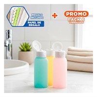 Pack6 Frascos de Plastico Recargables y Exprimibles Multicolor 60 ml Aceites Y+Papel Regalo
