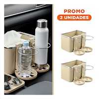 Pack2 Contenedor Compacto para Auto 18x11x11,5cm Crema Chispeado