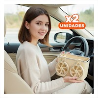 Pack2 Canasta Organizadora Interior para Auto 18x11x11,5cm Crema Chispeado Y+Regalo Sticker