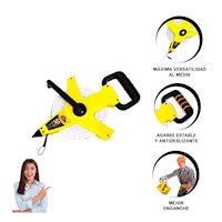 Medidor Profesional 50mt con Asa Amarillo Comoda Y+Ligas Regalo
