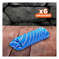 Pack6 Cuerda 4m x 4cm Azul para Amarre Exterior en Camping y Hogar Y+Regalo Sticker
