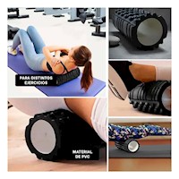 Rodillo Roller Negro Para Estiramientos y Recuperacion de Musculos Desgastados