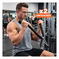 Pack2 Complemento de Gimnasio para Biceps Triceps con Agarre Doble Negro Y+Papel Regalo