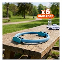 Pack6 Aro Pilates 40 cm Celeste para Usar en Casa y Mejorar Equilibrio Y+Regalo Sticker