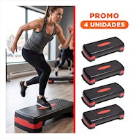 Pack4 Tarima Funcional Rojo de 2 Niveles para Tonificacion Y+Regalo Sticker