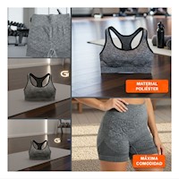 Set Deportivo Top y Short Fitness Yoga Plomo con Tela Transpirable