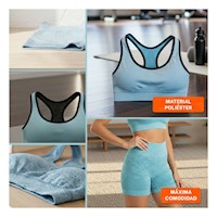 Set Deportivo Top y Short Fitness Yoga Celeste con Tela Transpirable