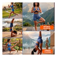 Set Deportivo Top y Short Fitness Yoga Azul con Tela Transpirable