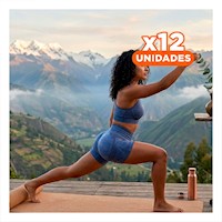 Pack12 Equipo Running Top y Short Fitness Yoga Azul con Tela Flexible