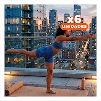 Pack6 Equipo Fitness Top y Short Fitness Yoga Azul con Ajuste Comodo Y+Papel Regalo