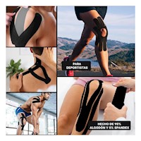 Vendaje Kinesiologico 5m x 5cm Negro con Adhesion Uniforme