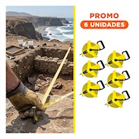 Pack6 Flexometro Ergonomico 50mt con Asa Amarillo de Campo