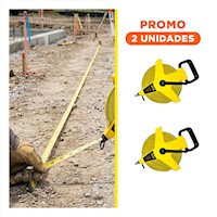 Pack2 Flexometro Resistente 50mt con Asa Amarillo Profesional