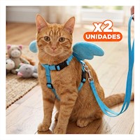 Pack2 Chaleco Arnes Pet Con Alitas Pequenas Ajustable Celeste Y+Papel Regalo