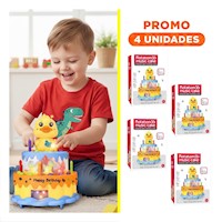 Pack4 Figura Recreativa de Pato Musical Giratoria Color Amarillo Infantil Y+Regalo Sticker