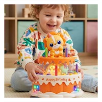Pastel Musical Giratorio de Leon Color Naranja para Juego Infantil Decorativo