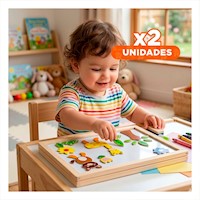 Pack2 Tablero Pizarra Infantil de Animales Color Multicolor Recreativo Y+Regalo Sticker