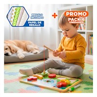 Pack6 Juego Didactico de Frutas 4 en 1 con Dibujo Pesca y Reloj Multicolor Y+Papel Regalo