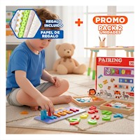 Pack2 Panel Infantil Formando Palabras de Animales Color Rojo Escolar Y+Papel Regalo