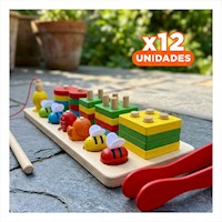 Pack12 Juego de Aprendizaje con Figuras Peces Imantados y Abejas Pinza Multicolor