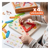 Pack4 Base Abecedario Color Multicolor con Bloques de Construccion Infantil