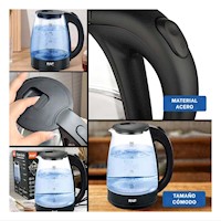 Hervidor Electrico 2L Negro de Acero y Vidrio para un Estilo Unico en tu Hogar