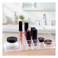 Caja de Acrilico 11 Divisiones Transparente Organizador para Cosméticos