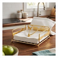 Soporte Servilletas Dorado con Brazo Dispensador Organizador de Mesa Y+Ligas Regalo