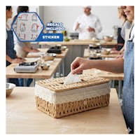 Organizador Servilletas Canasta Tejida con Forro Tela Beige 20x14x9cm Y+Regalo Sticker