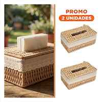 Pack2 Porta Servilletas Tejido Beige con Forro Tela 20x14x9cm