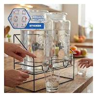 Recipiente de Bebida Doble 2,2L Transparente con Soporte Firme Y+Regalo Sticker