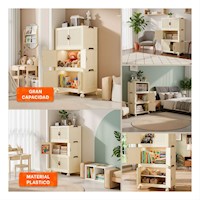 Gabinete de Tela Plegable 3 Niveles Beige Estante para Dormitorio Y+Post It