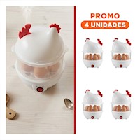 Pack4 Calentador Domestico de Huevos Blanco con 2 Niveles para Preparacion Y+Regalo Sticker