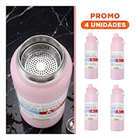 Pack4 Cantaro 800ml Rosado para Bebidas Frias y Calientes en Casa Y+Regalo Sticker