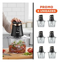 Pack de 6 procesadores Moderno con 4 Cuchillas Negro para Cocina