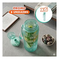 Pack6 Botellon Diario con Filtro 1000ml Verde Transparente para Mantener Bebida Y+Papel Regalo