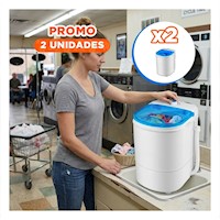 Pack2 Lavadora Pequena Blanco y Azul 55x32x28 cm para Espacios Reducidos Y+Papel Regalo