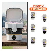 Pack6 Lavadora Compacta Color Negro y Blanco para Hogar 26x26x24,5 cm
