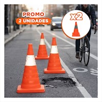 Pack2 Senalizador Portatil Color Naranja para Delimitacion 45 cm Y+Papel Regalo