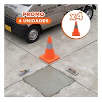 Pack4 Cono de Delimitacion Naranja 45 cm para Areas de Trabajo Y+Papel Regalo