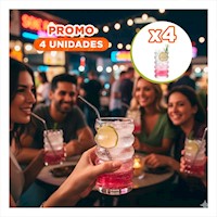 Pack4 Copa de Vidrio Estilo 6 Curvas Transparente para Uso Diario en Casa Y+Papel Regalo