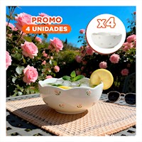 Pack4 Recipiente Hondo Circular Tulipanes Blanco 14,7x7cm para Preparaciones Y+Papel Regalo
