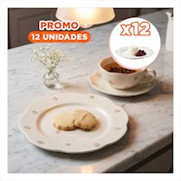 Pack12 Cuenco Decorativo Circular Tulipanes Color Blanco 20x1,5cm para Comidas Y+Papel Regalo