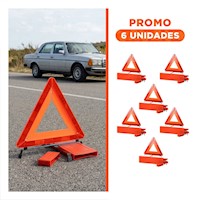 Pack6 Triangulo de Senalizacion Vial Color Naranja 40 cm para Ruta