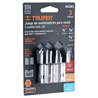 Juego de Brocas Avellanadoras HSS 1/4" Hex para Madera,Metal y Plástico 3 Piezas Truper 102383